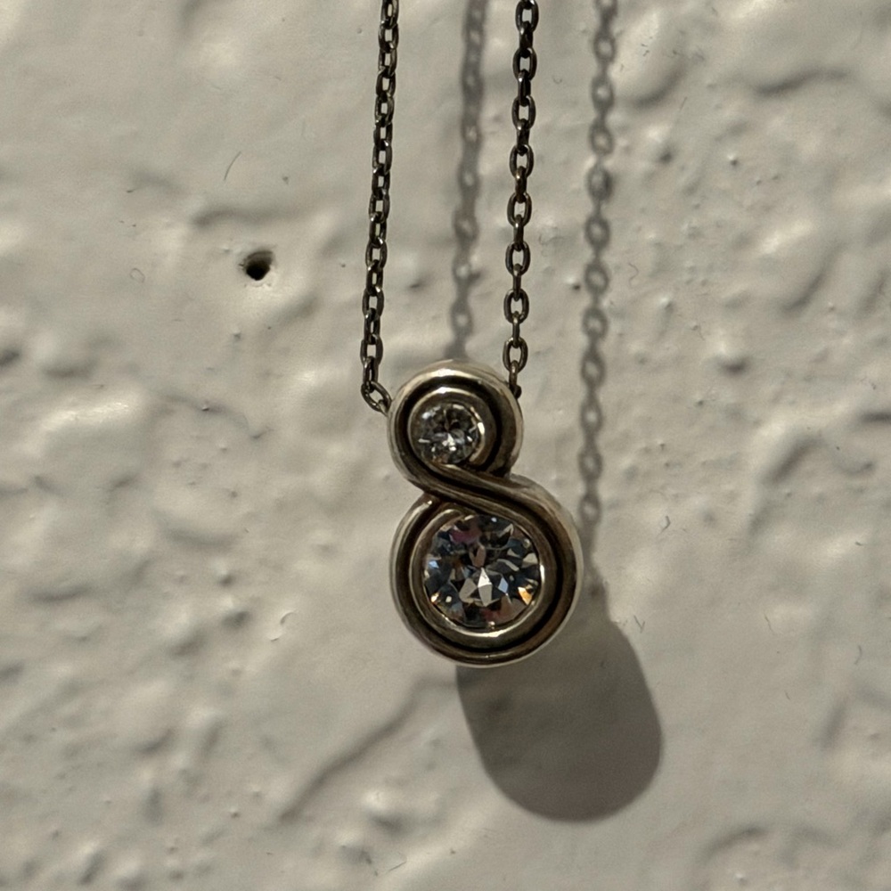 Brighton Silver Necklace with Clear Gemstone